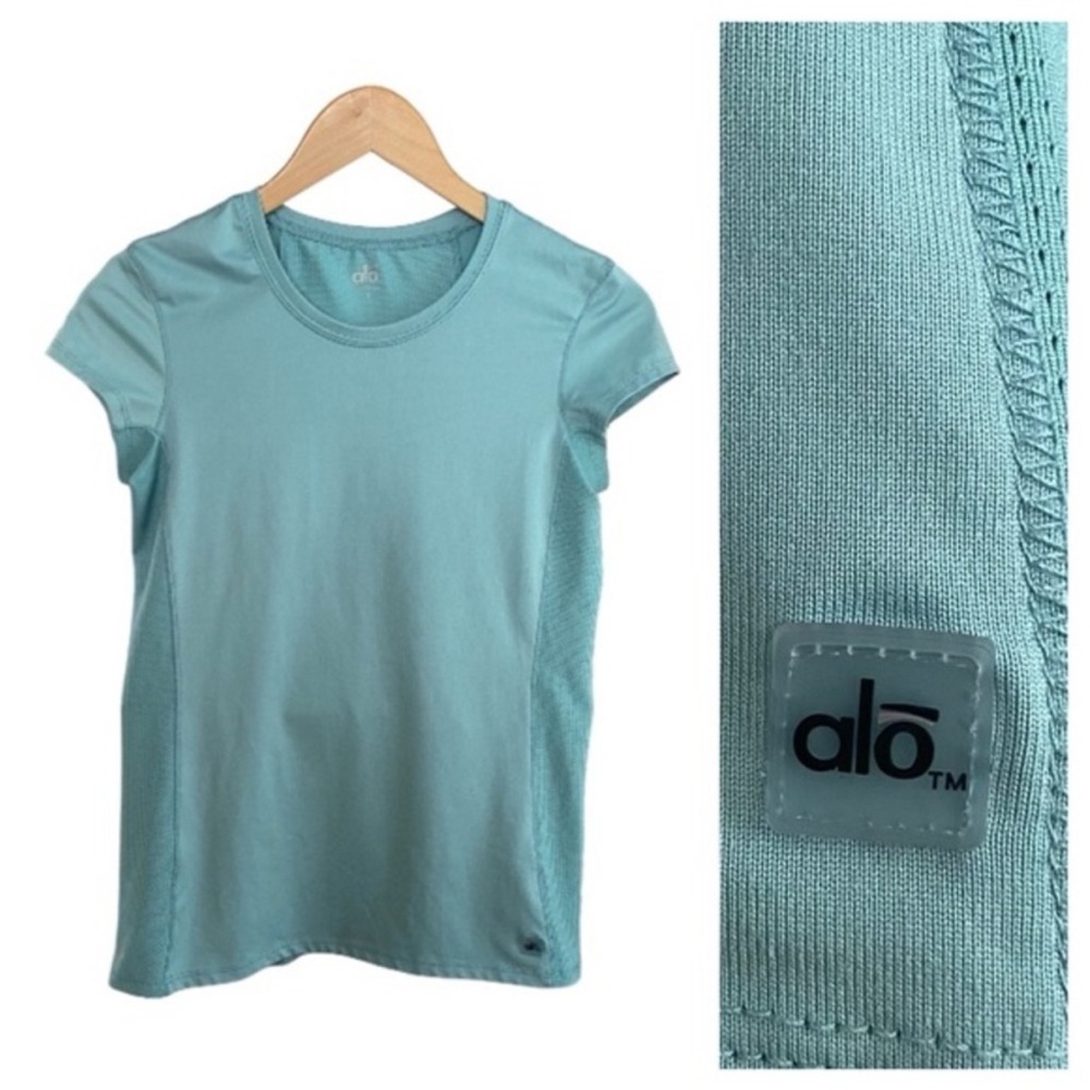 ALO Yoga Teal Blue Cap Sleeve CoolFit Shirt
